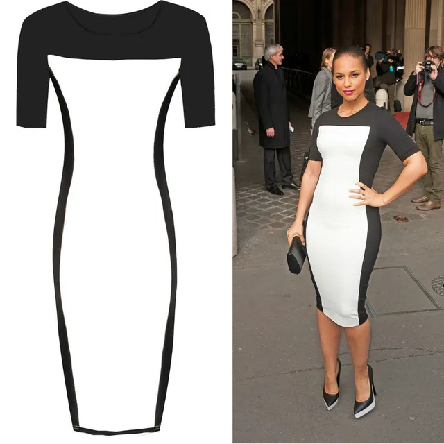 Black and White Midi Dress