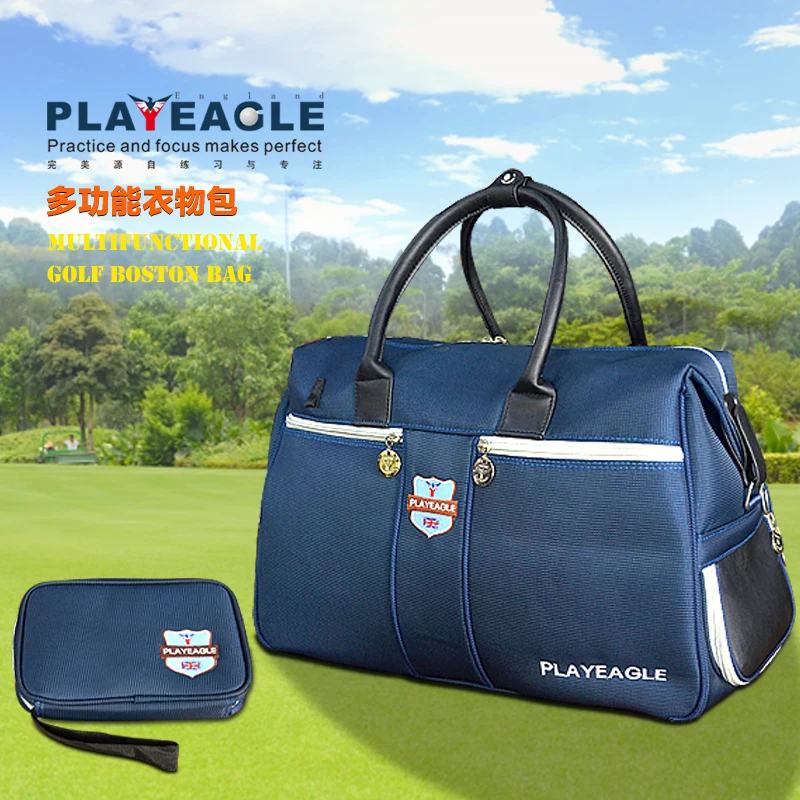 PLAYEAGLE New Waterproof Blue Nylon Golf Clothing Bag with Shoes