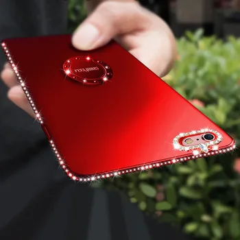

Bling Diamond Rhinestone Case For iphone XS Max XR X Soft Silicon TPU Phone Case For iphone 8 7 6S plus Finger Ring Stand Cover