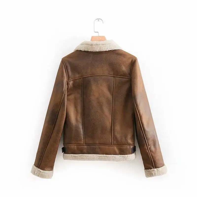 price reduction  2018 Fur Coat New Winter Leather Jacket Plus Velvet Warm Motorcycle Jacket Casual Women's Velvet Ja