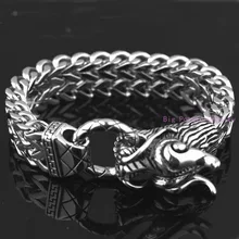 Высокое качество 17 мм широкий Серебряный тон 316L нержавеющая сталь очаровательный Figaro Chian с краном браслет сильный мужской нарукавник ювелирные изделия 22 см