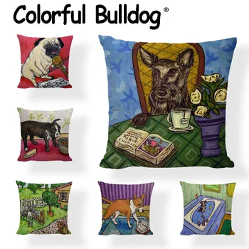 

Wholesale Cushion Covers 45*45cm Poodle Cattle Schnauzer Pug Violin Huskies Car Living Room Bean Bag Sofa Decoration Pillowcover