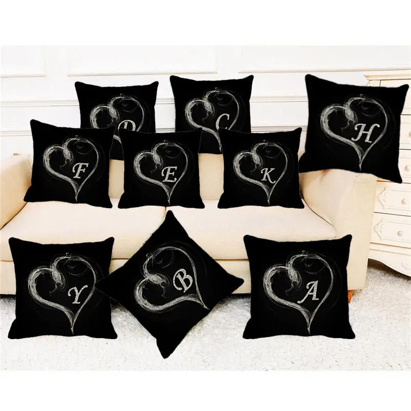 

XUNYU English Alphabet Cushion Cover Linen Printing Throw Pillowcase Home Sofa Decoration Pillowcase 45x45cm A0020