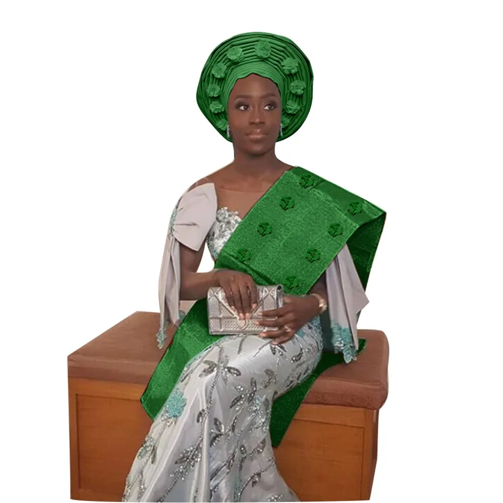 Бесплатная доставка aso oke gele Африканский цветок женский головной убор с