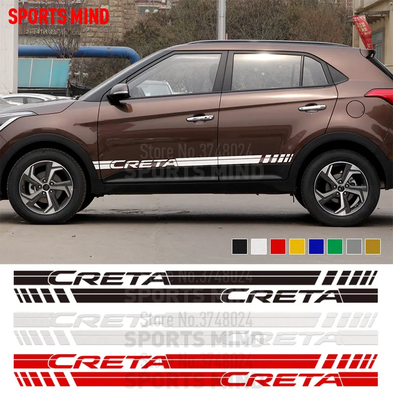 1 пара Спорт ум для hyundai Creta IX25 двери боковые полосы автомобиля стикеры Наклейка автомобиля Стайлинг авто аксессуары