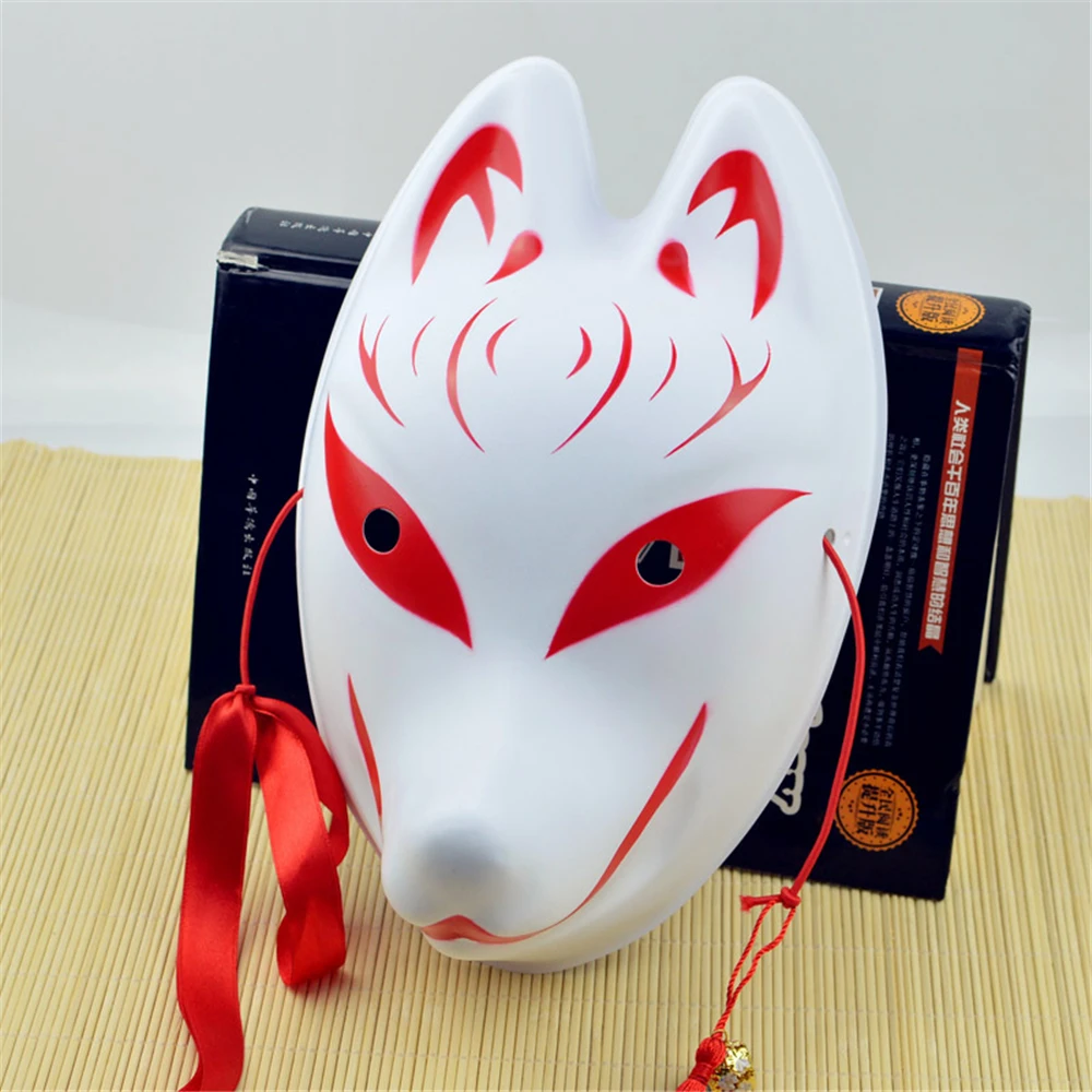 Японские лисицы маски ПВХ полное лицо лиса маска Маскарад косплей маски для вечеринки лиса фестиваль Кабуки косплей костюм Японская Маска - Цвет: 8