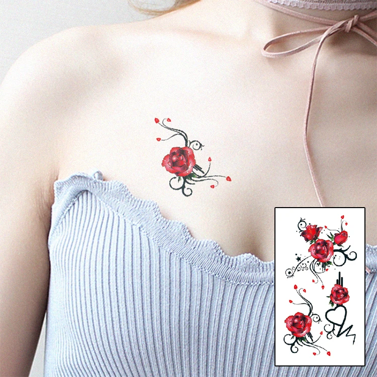 Waterproof Temporary Tatoo Sticker Fake Tattoo Flash Tatto Glitter Tattoos Woman Men Kids Face Stickers Henna Tato Flower WM199 | Красота и