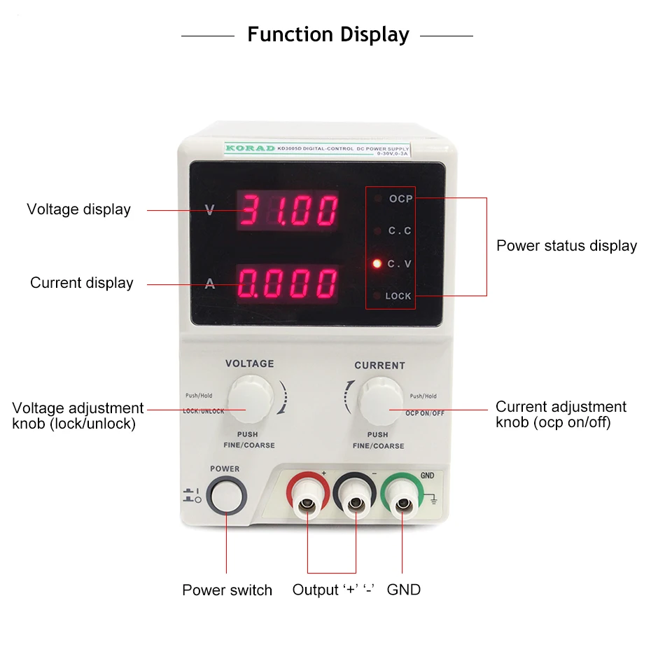 KD3003D Высокая точность DC Питание Регулируемый Цифровой 30V 3A 0,01 V 0.001A точность Напряжение регулятор лаборатории Питание