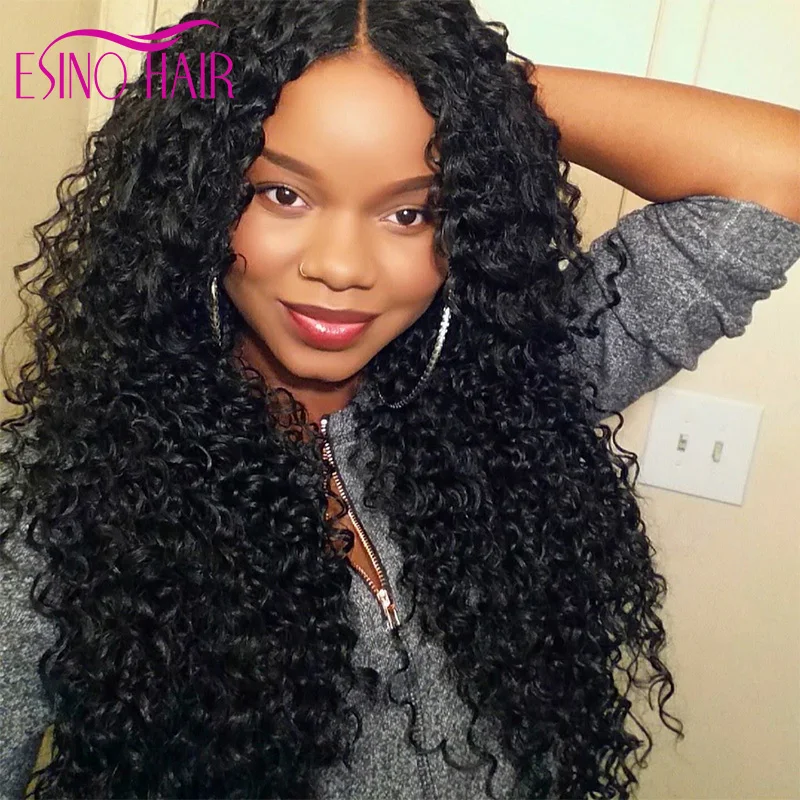 Long curly lace wig middle/side part kinky curly full lace human hair