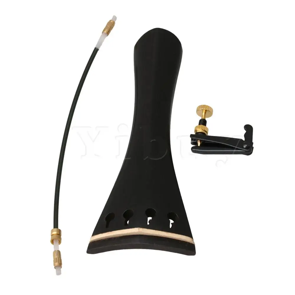 

Yibuy Violin 3/4-4/4 Ebony Pull String+ Tailpiece+ Tuning Peg Boxwood Ring Set