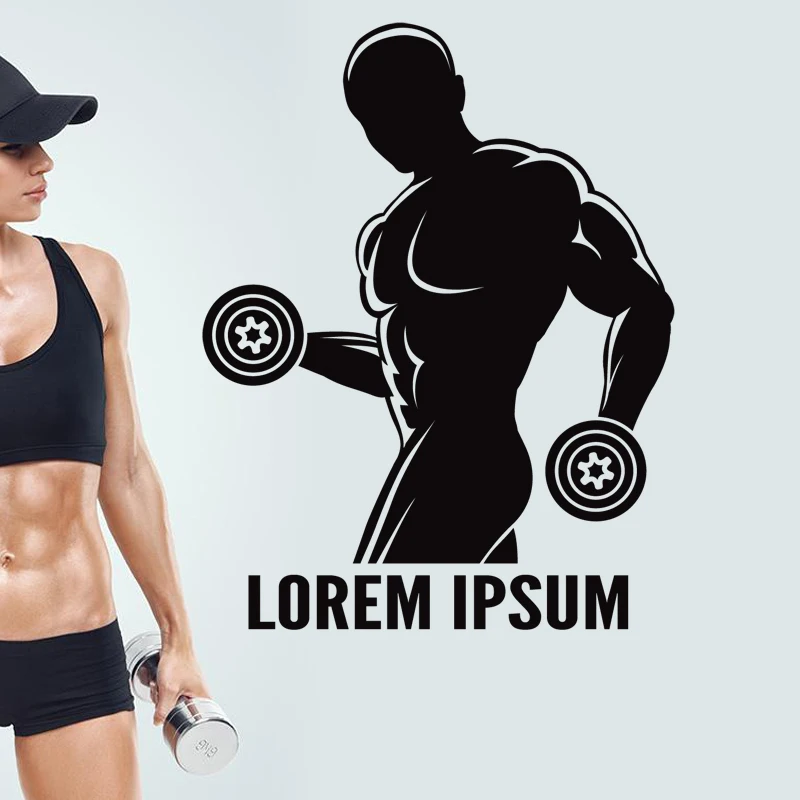Dctal Car Gym Sticker Fitness Dumbbells Crossfit Muscle Decal Body building Posters Vinyl Wall