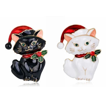 

Wholesale Christmas Brooch Pins Cute Cat Wedding Winter Creative Jewelry Women Jewelry Christmas Gifts Accessories