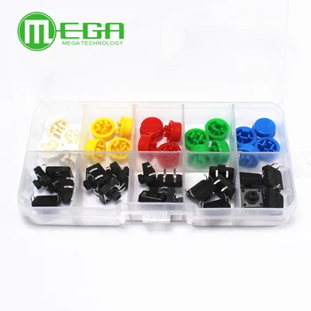 

1set Tactile Push Button Switch Momentary 12*12*7.3MM Micro switch button + (20PCS 5 colors Tact Cap)