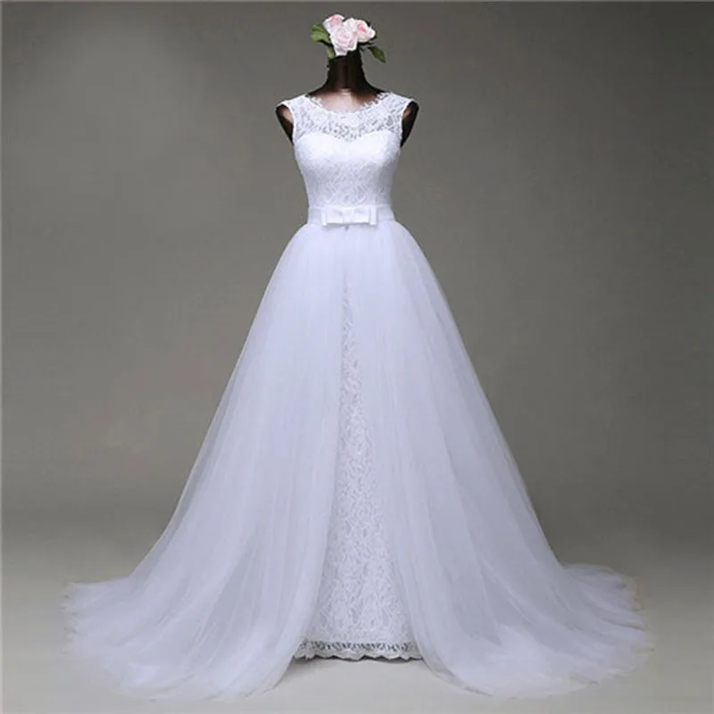 

HSDYQHOME 2 Pieces Ball gown Wedding dresses 2019 with tulle detachable train vestido de novia custom made high quality