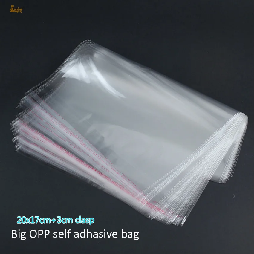 Прозрачные Перезаправляемые пакеты BOPP/Po/ Cellophane 20x18 + 3 см прозрачная самоклеящаяся