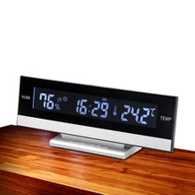 EAAGD Large LCD Display Desktop Snooze Alarm Clock Back light Temperature Humidity Electronic or Battery Operate Home Decorative