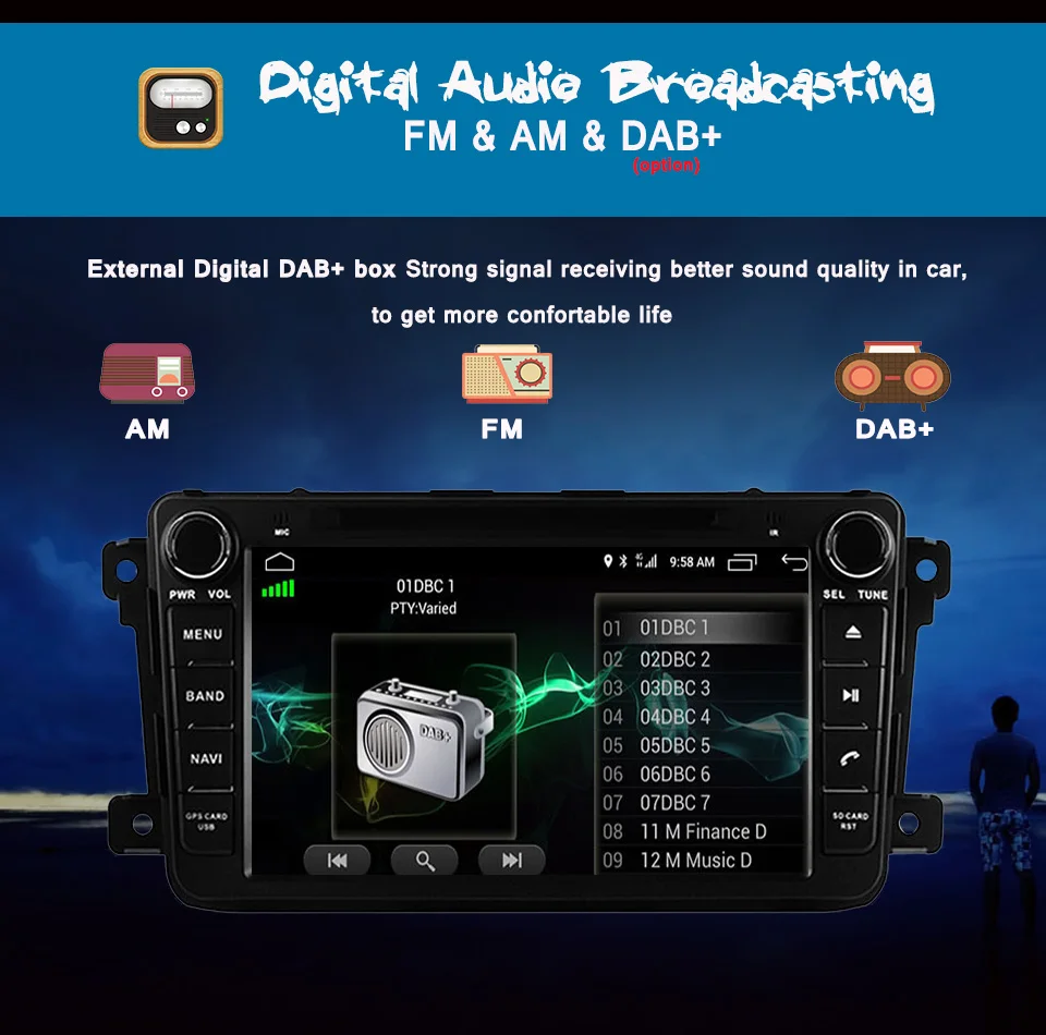 Best For mazda cx9 cx-9 car radio gps navigation system headunit 8 core android 9.0 4G+64G support bluetooth hands free cam dvr 3