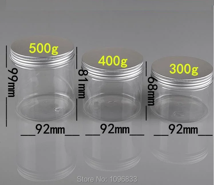 300 г 400 г 500 г пластиковая банка с алюминиевой крышкой, пластиковая банка для крема, хороший герметичный горшок, пластиковый упаковочный контейнер, 10 шт./лот