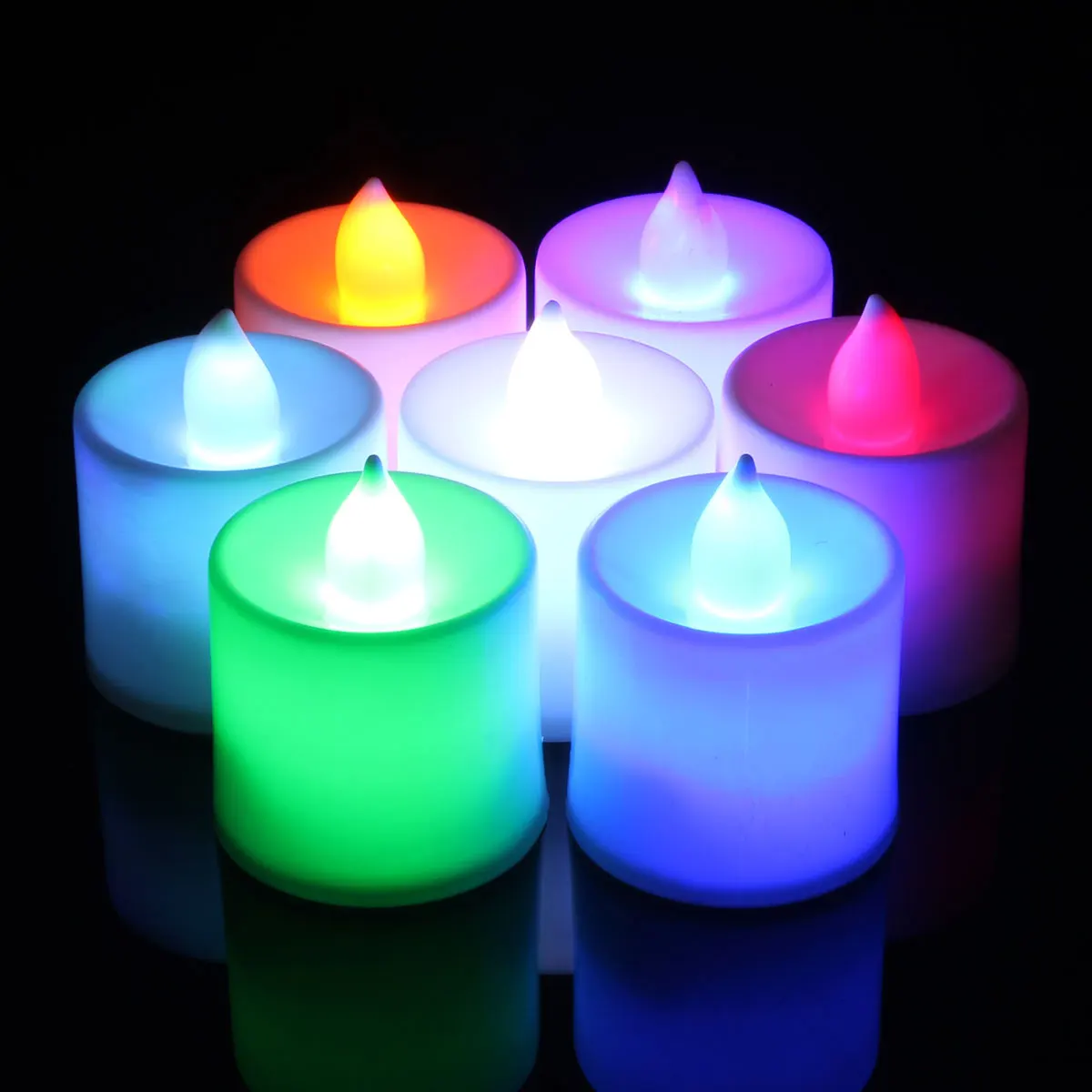 Jiguoor 7 Color LED Monochrome Colorful Flash Candle Light Flicker