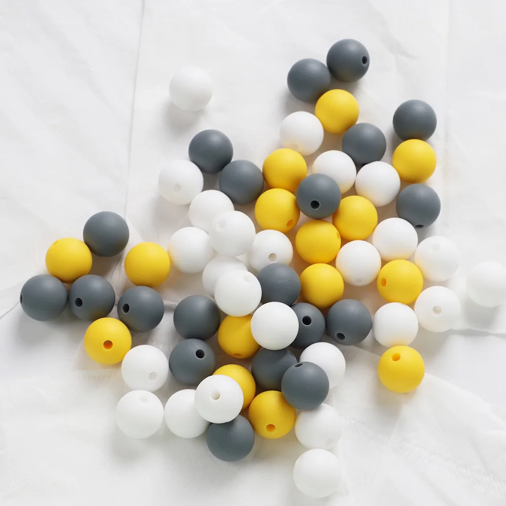 

TYRY.HU 30pc Pacifier Chain Silicon Beads Teething Rattle Accessories For DIY Baby Chew Teether Pearl Silicone 15/12mm