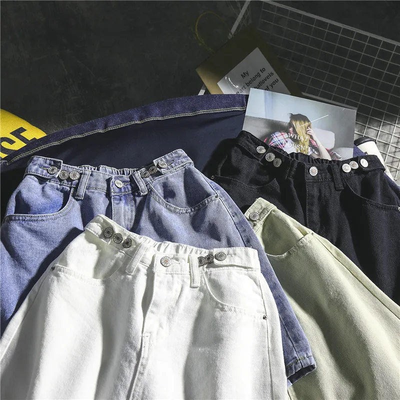 Woherb Лето высокая талия джинсовые шорты для женщин 2019 корейские эластичные свободные джинсы Кнопка украшения Feminino 21460