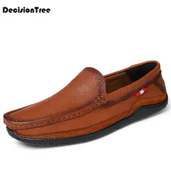 Для мужчин одноцветное полые Горох обувь из натуральной кожи модные мужские для отдыха без застежки обувь на плоской подошве Весенняя