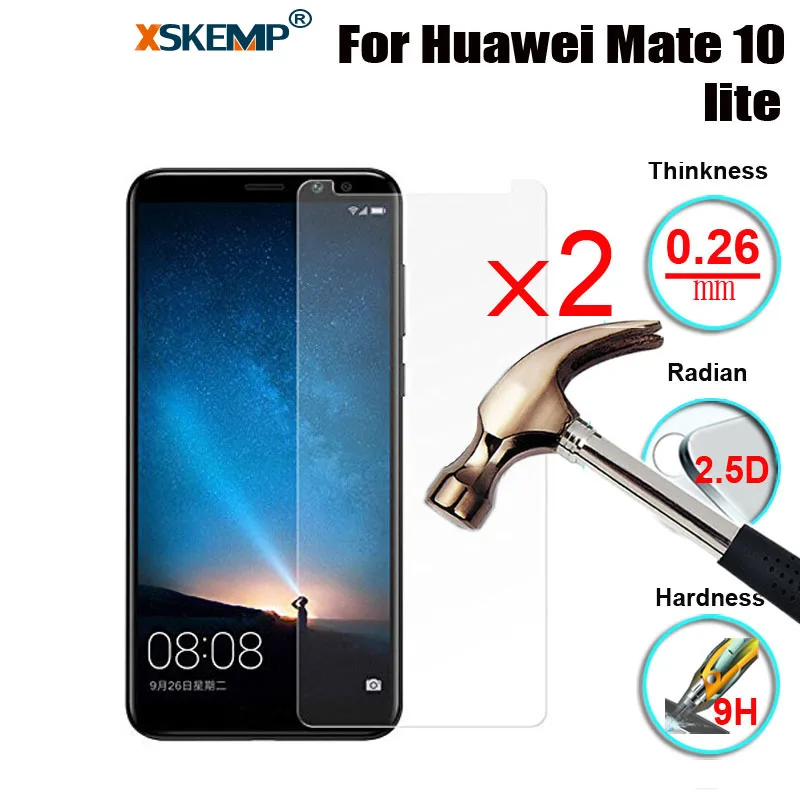 XSKEMP 2 шт./партия 9 H закаленное стекло для huawei Mate10 lite устойчивый к царапинам Ультра