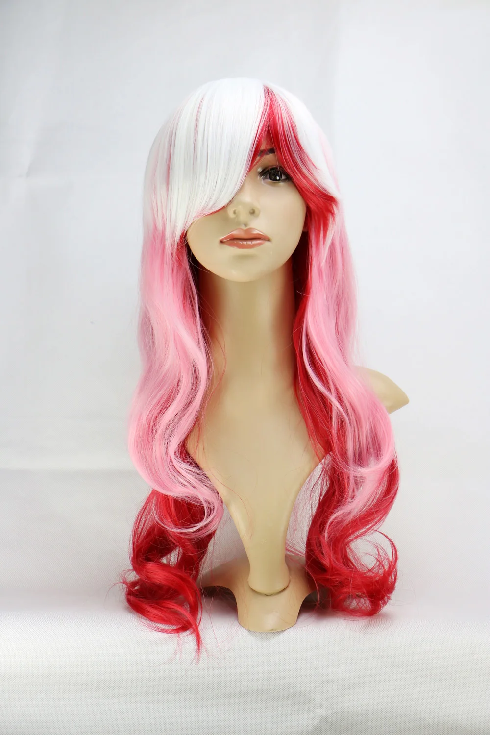 

Long Curly Wavy Cosplay Wig Anime Fashion Mixed Red White Pink Heat Resistant Synthetic Hair Wigs Costome Party Peruca Pelucas