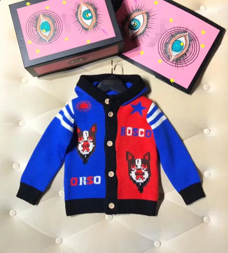 

New Arrival 2018 Autumn Girls boys 90-150cm Good quality Cartoon printing Leisure knitting Hooded coat 9208A7