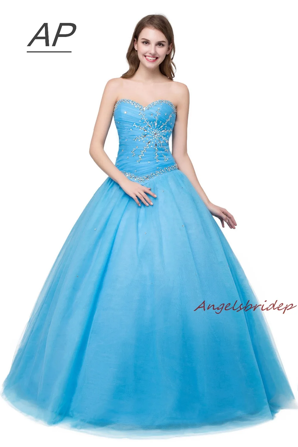 

ANGELSBRIDEP Luxury Sweet 16 Ball Gowns Quinceanera Dresses Sweetheart Crystal Vestidos De Debutante Curto Formal Party Gown Hot