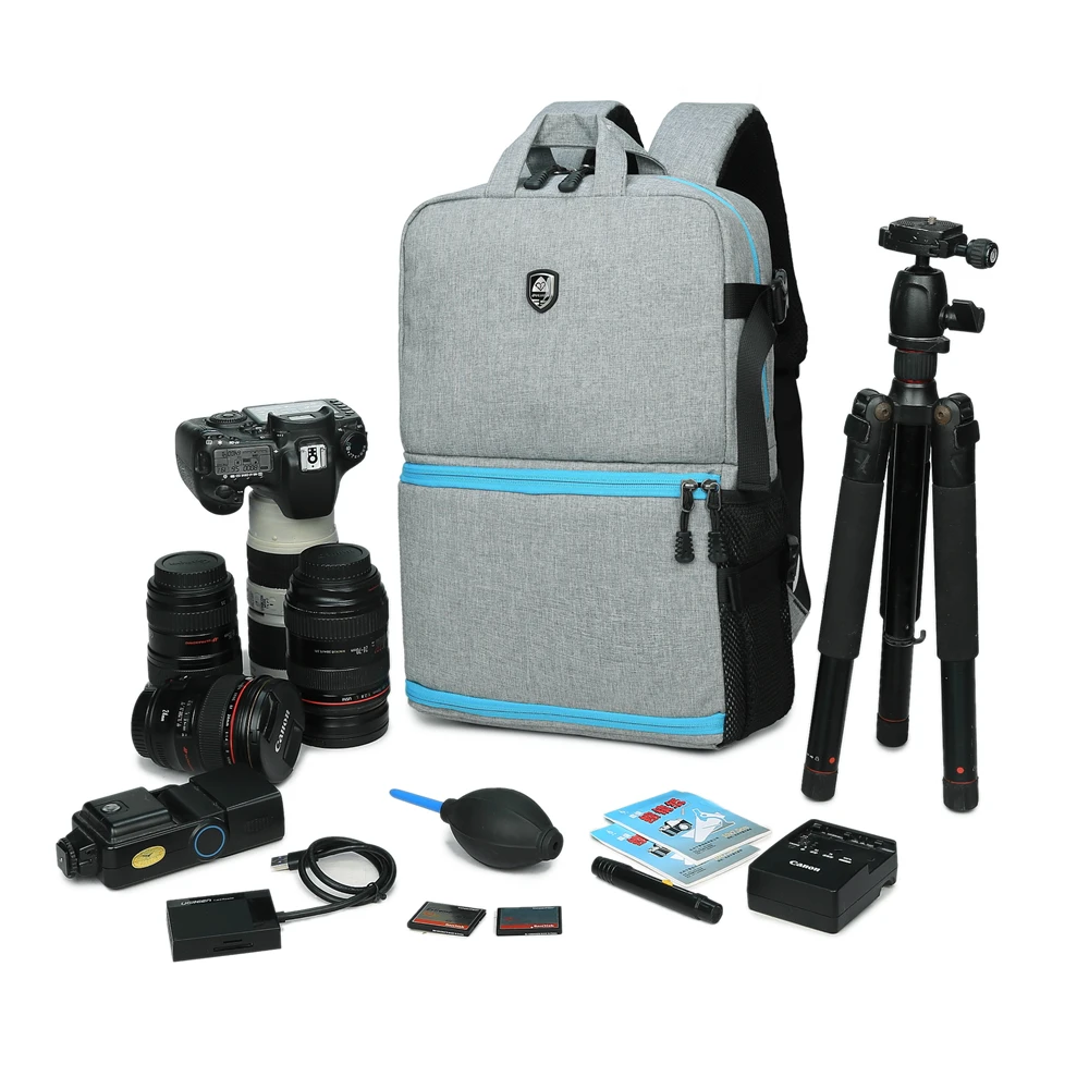 Shockproof Video Backpack Water-resistant Padded Photography Bag Travel Photo Backpacks with Rain Cover