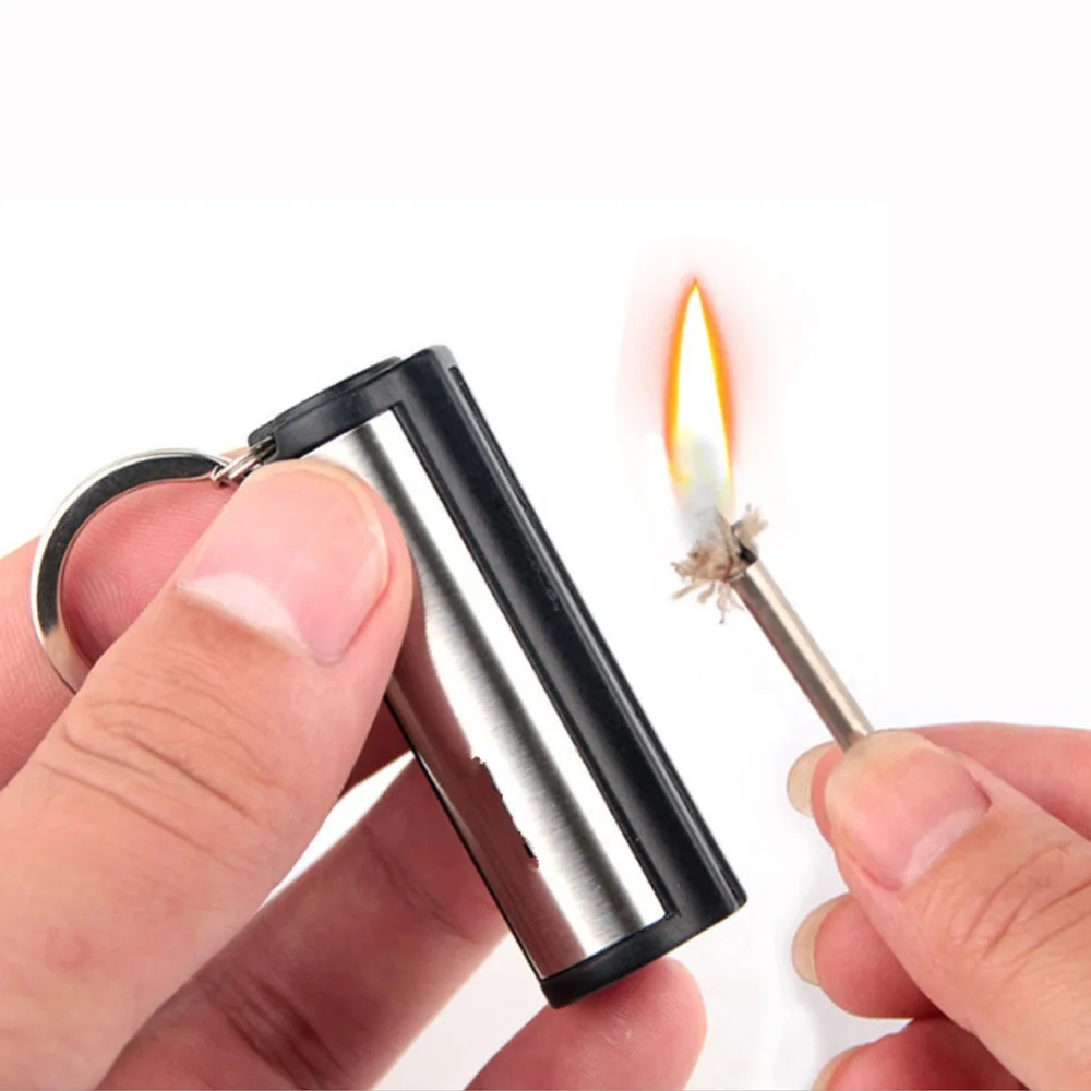 

10pcs/lot Matches Striker Flint Stone Lighters for Cigarettes Smoking Permanent Matchstick with Key Chain Outdoor Survival Tools