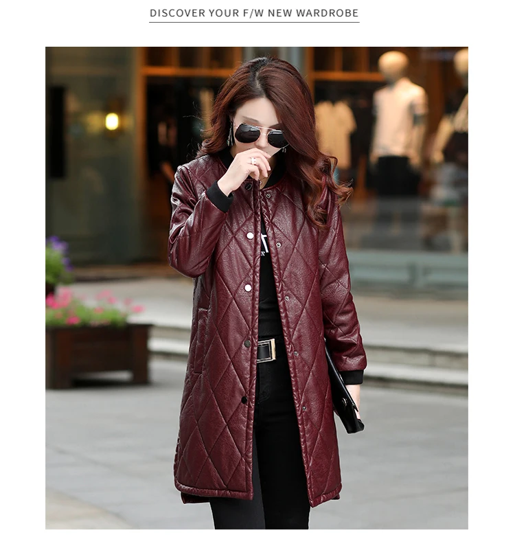 Осенне-зимняя утепленная женская кожаная куртка большого размера, длинное PU искусственная кожа, кожаное пальто женское пальто, парки, свободная ветровка, черный 5XL