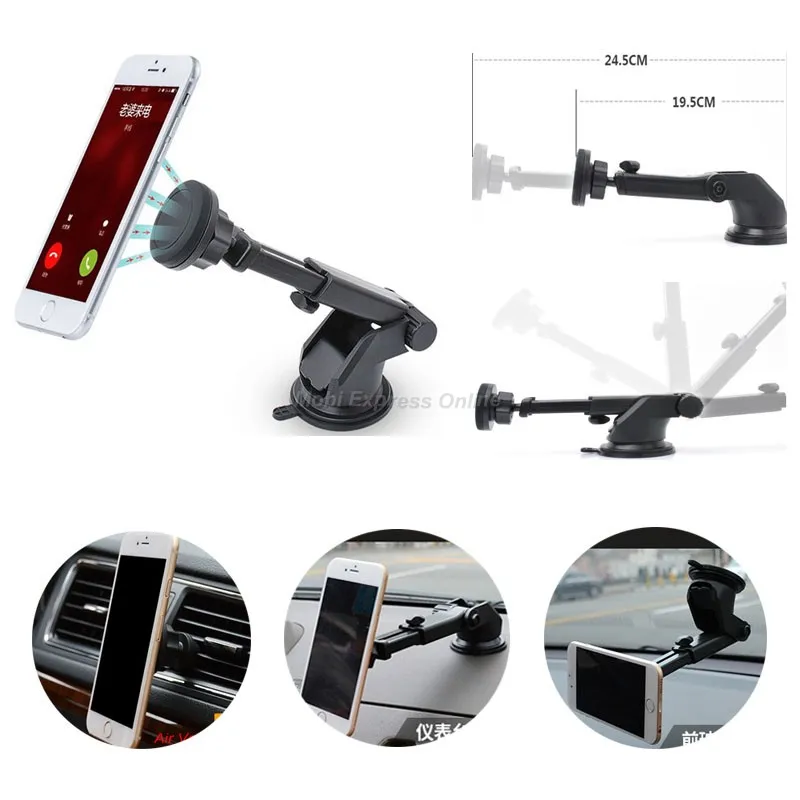 3 In 1 Retractable Long Neck Magnetic Car Phone Stand