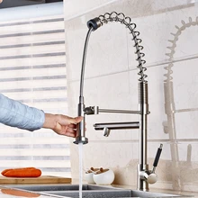 Большой Весна тянуть вниз двойной кухонный носик кран на бортике смеситель коснитесь