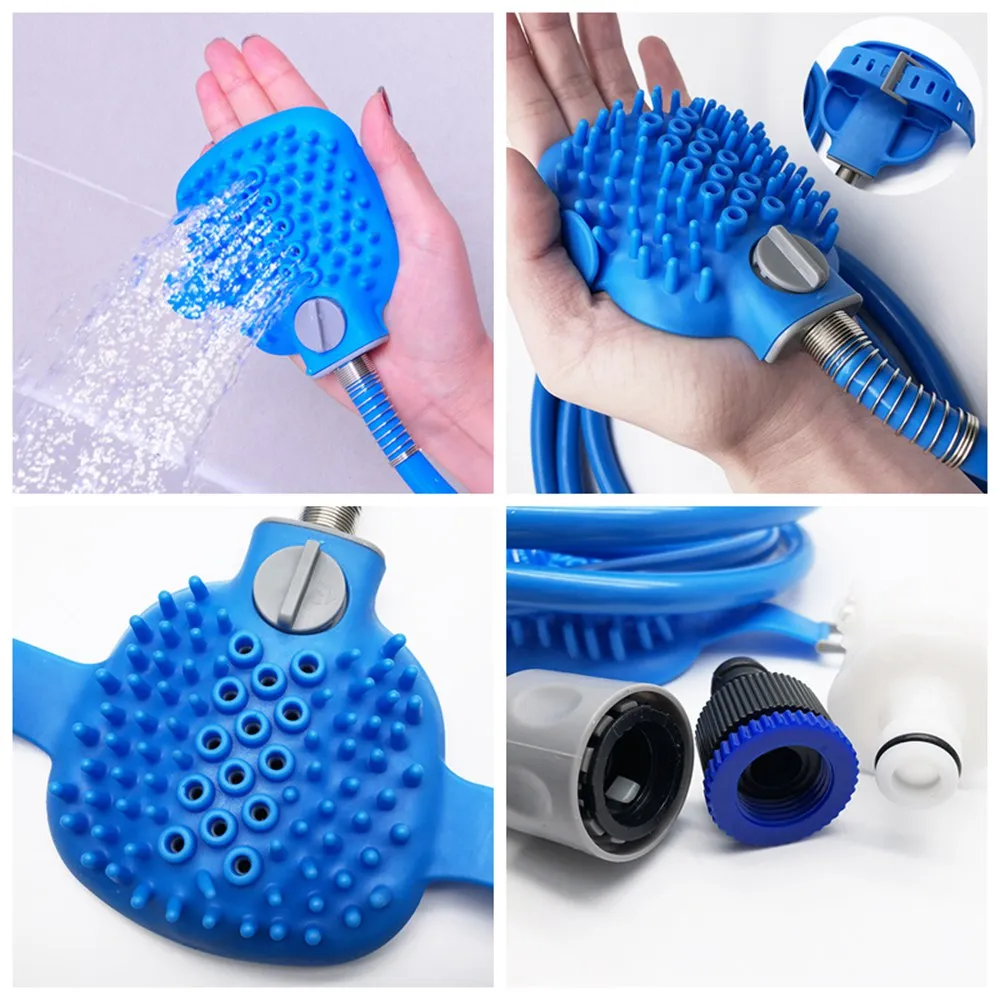 Rain Shower Head For Dogs Wash Cat Pet Shower Sprayer Silica Gel Dog Bath Wash Nozzle Massager Comb Brushes Pet Accessory WK0001 (5)