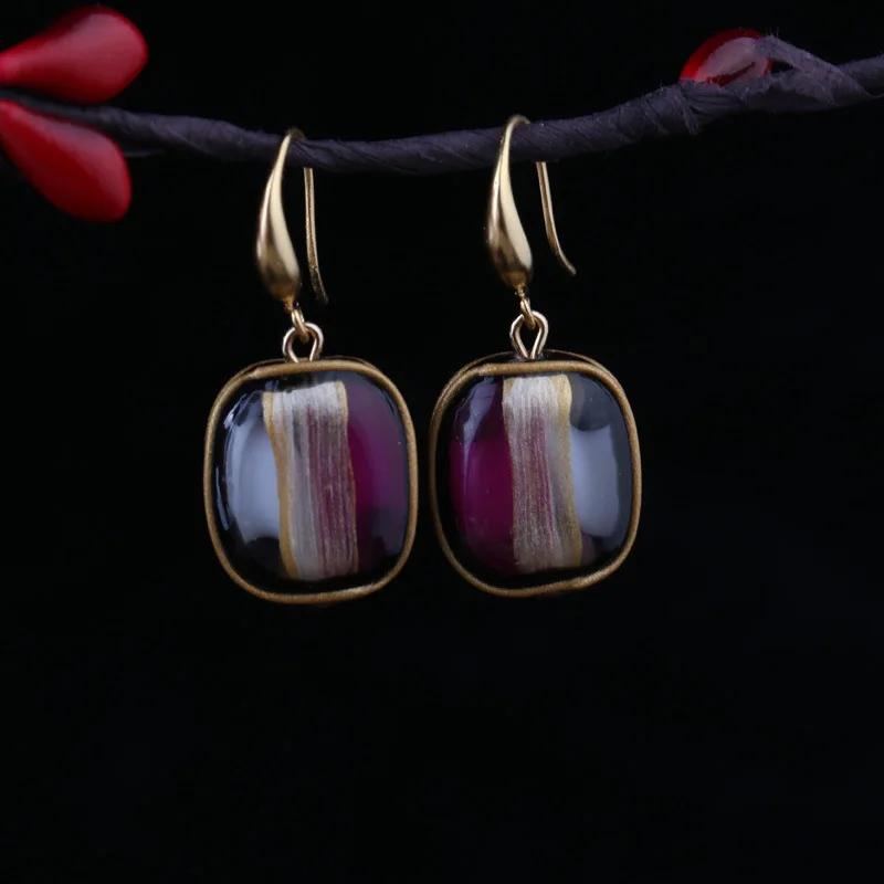 

The designer painted retro minimalist earrings