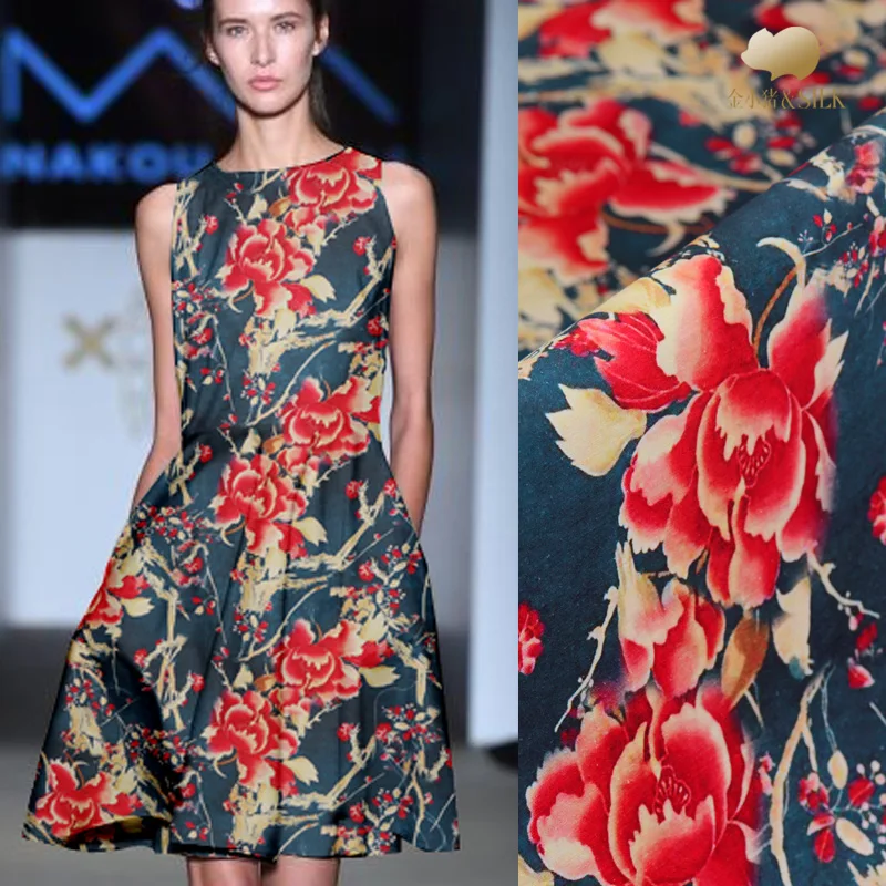 

35mm heavy silk linen fabric high-end retro silk fabric digital printing natural linen fabric wholesale linen cloth