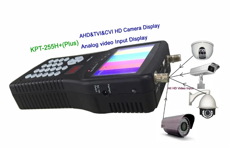 KPT-255H+ AHD 4,3 дюймов ручной DVB-S2 MPEG4 монитор спутникового поиска поддерживает MP4 видео палер, AHD CCTV камера, PVR