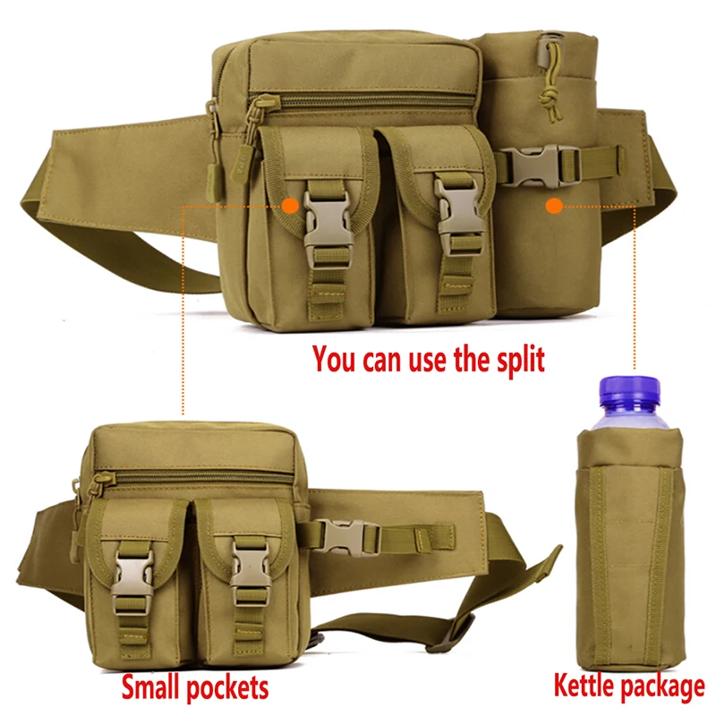 

Protector Sport Military Waist Water Bottle Pocket Tactical Molle Leisure Camo Waist Belt Bag for Camping Hiking Outdoor