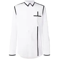 Домашний Весенняя Новинка стильные мужские длинные рукава с простой рубашка черная линия военная форма ветер рубашка. S-6XL