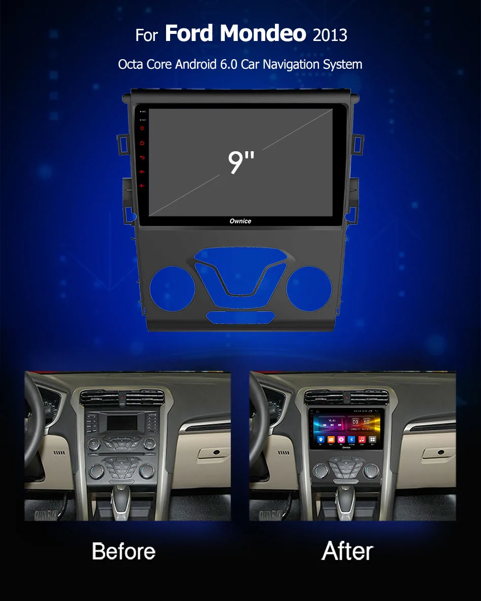 Excellent Ownice K1 K2 K3 K5 K6 Octa 8 Core Android 9.0 Car DVD Player For Ford Mondeo 2013 - 2017 Radio GPS Navi 360 Panorama DSP 4G LTE 1