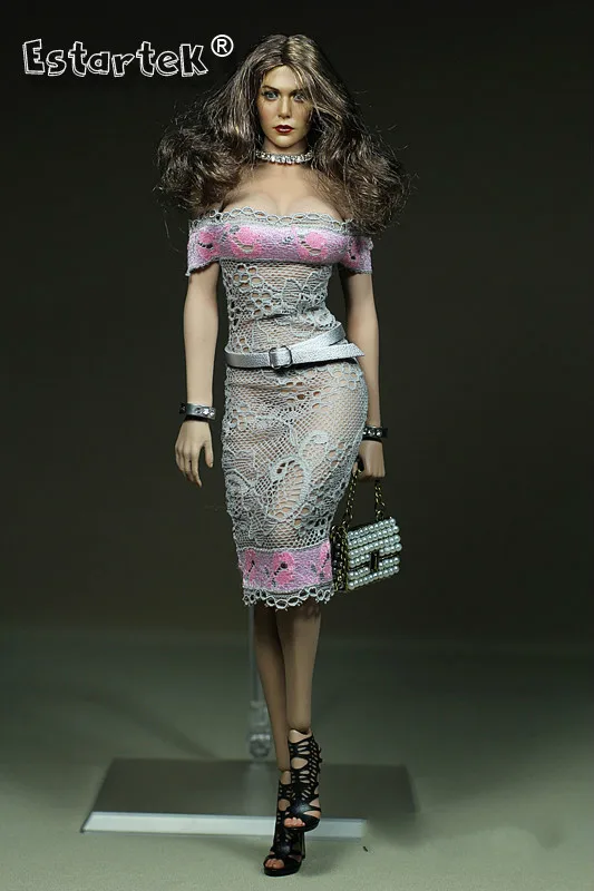 

Estartek Customized WJ036 1/6 Sexy The Female Gray Lace Dress Set for 12inch Phicen Tbleague Verycool Action Figure DIY