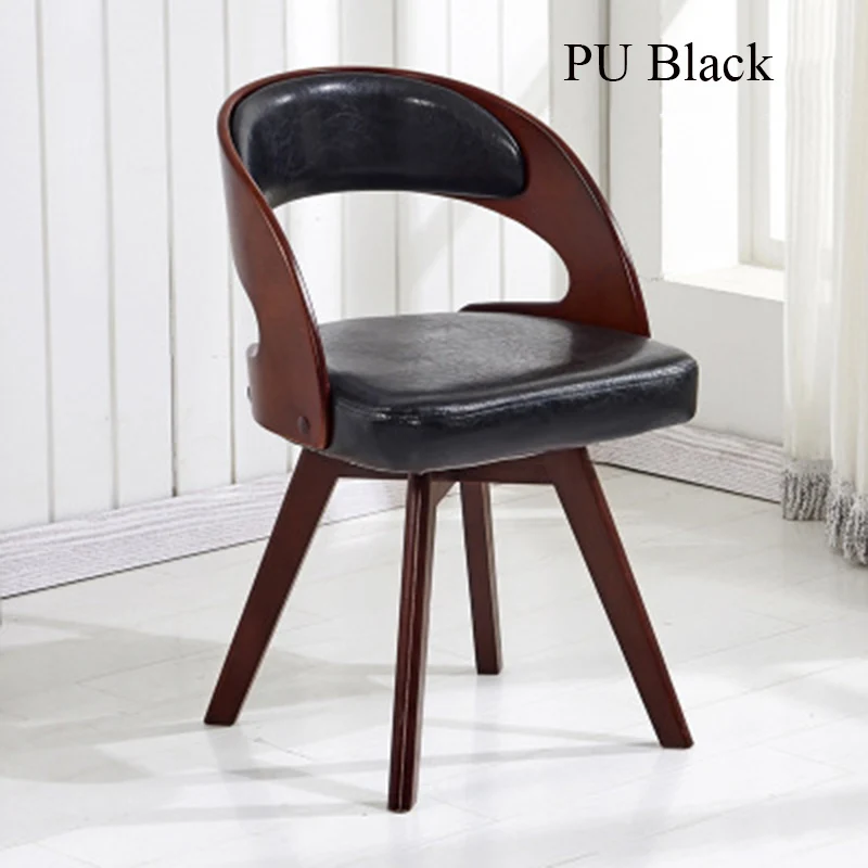 Современная ткань; Массивная древесина вращающийся обеденный стул для отдыха Кофейня ресторан для дома, учебы, спальни, офисное собрание компьютерное кресло - Цвет: PU Black