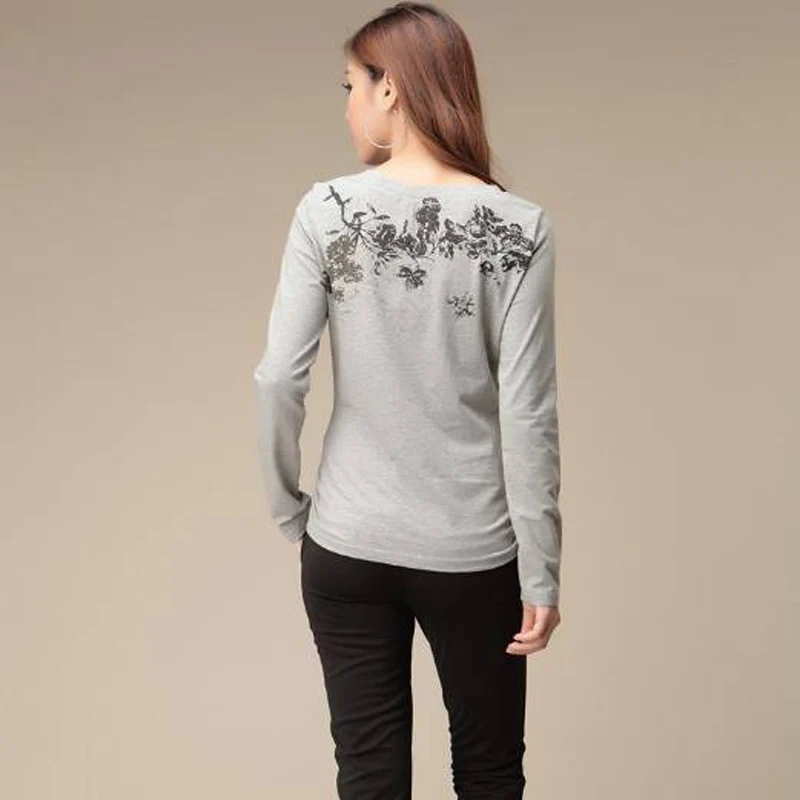 Camiseta para Mujer, Camisetas para Mujer, Camisetas de moda 2018 algodón, Camisetas estampadas, Camisetas de manga larga para Mujer