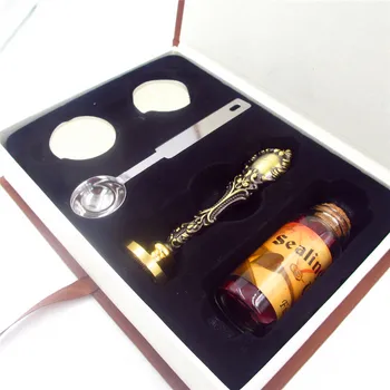 

DIY Personalized Custom Sealing Wax Brass Stamp Bottle spoon Gift paper Box Set wax seal Retro Stamp Customize your Logo Designs