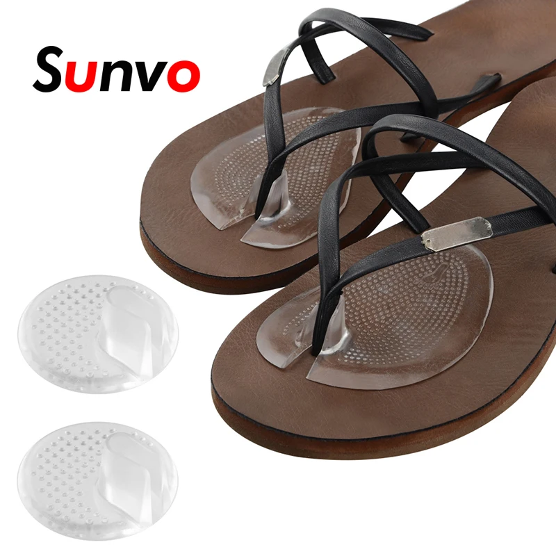 2 Pairs Invisible Flip Flop Sandal Forefoot Pad Silicone Slip Resistant Half Yard Heel Pad Toe Separator Pad Massage Insert
