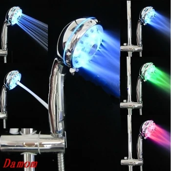 

Adjustable 3 Mode LED Light Shower Head Sprinkler Temperature Sensor Bathroom MY9_30