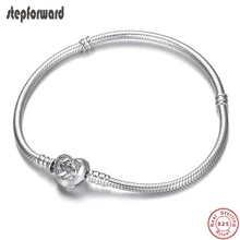 Классическая любовь семейная тема 925 пробы Серебряное Сердце застежка браслет с подвеской змейка цепь подходит DIY бренд браслеты для женщин ювелирные изделия