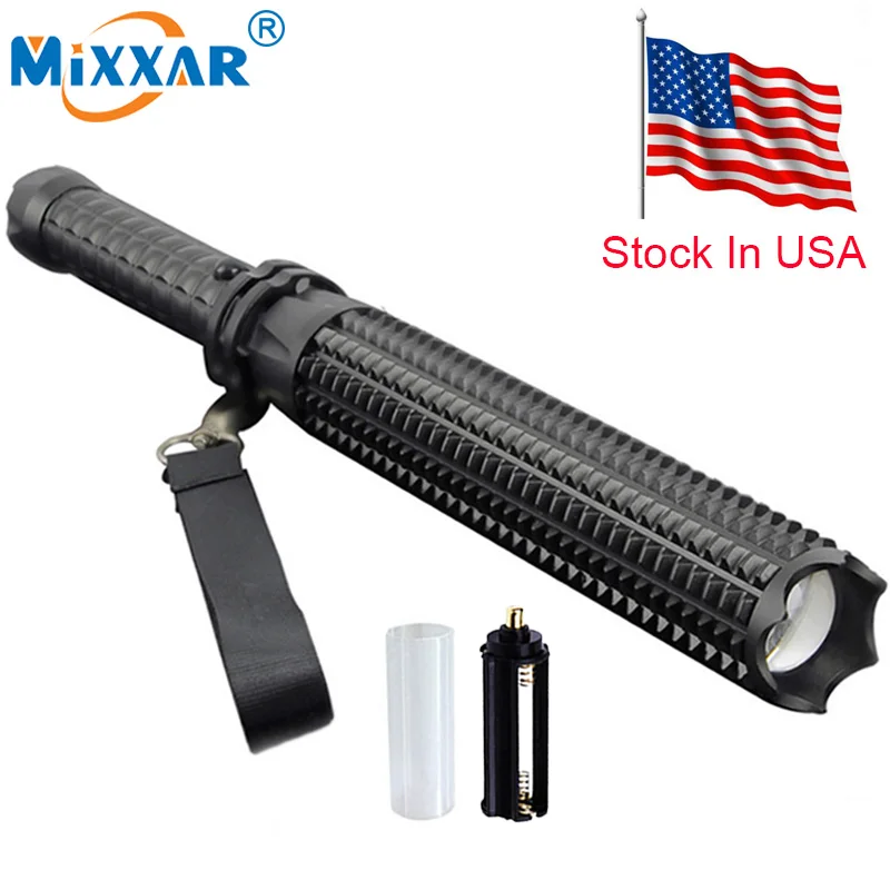 

S zk20 9000LM L2 LED Spiked Mace Baseball Bat Flashlights Self-defense 5 Mode Outdoor Patrol Torch Lamp Light
